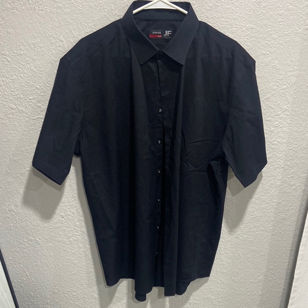 JF J.Ferrar Men's Black Casual Button Down Shirt